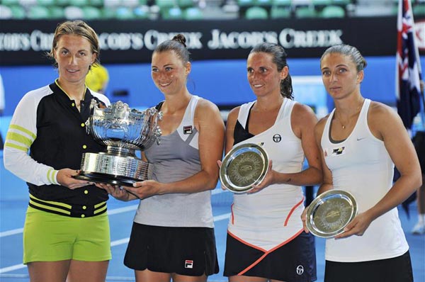 Svetlana Kuznetsova and Vera Zvonareva defeated Sara Errani and Roberta Vinci to win Australian Open 2012 Womens Doubles Championship