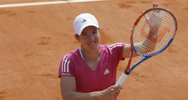 Justine Henin of Belgium celebrates