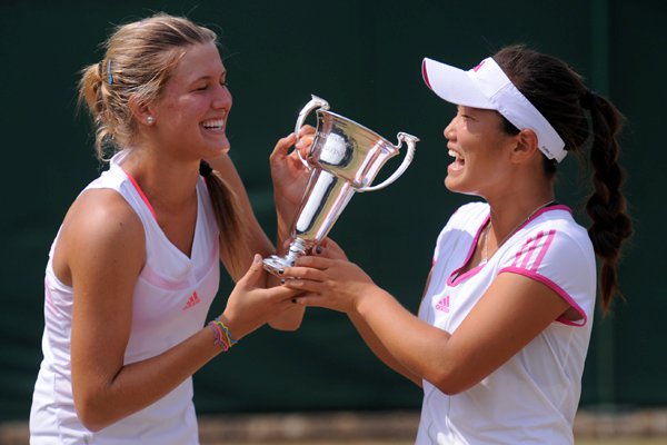 Eugenie Bouchard and Grace Min - Wimbledon 2011 Girl's Doubles Winners